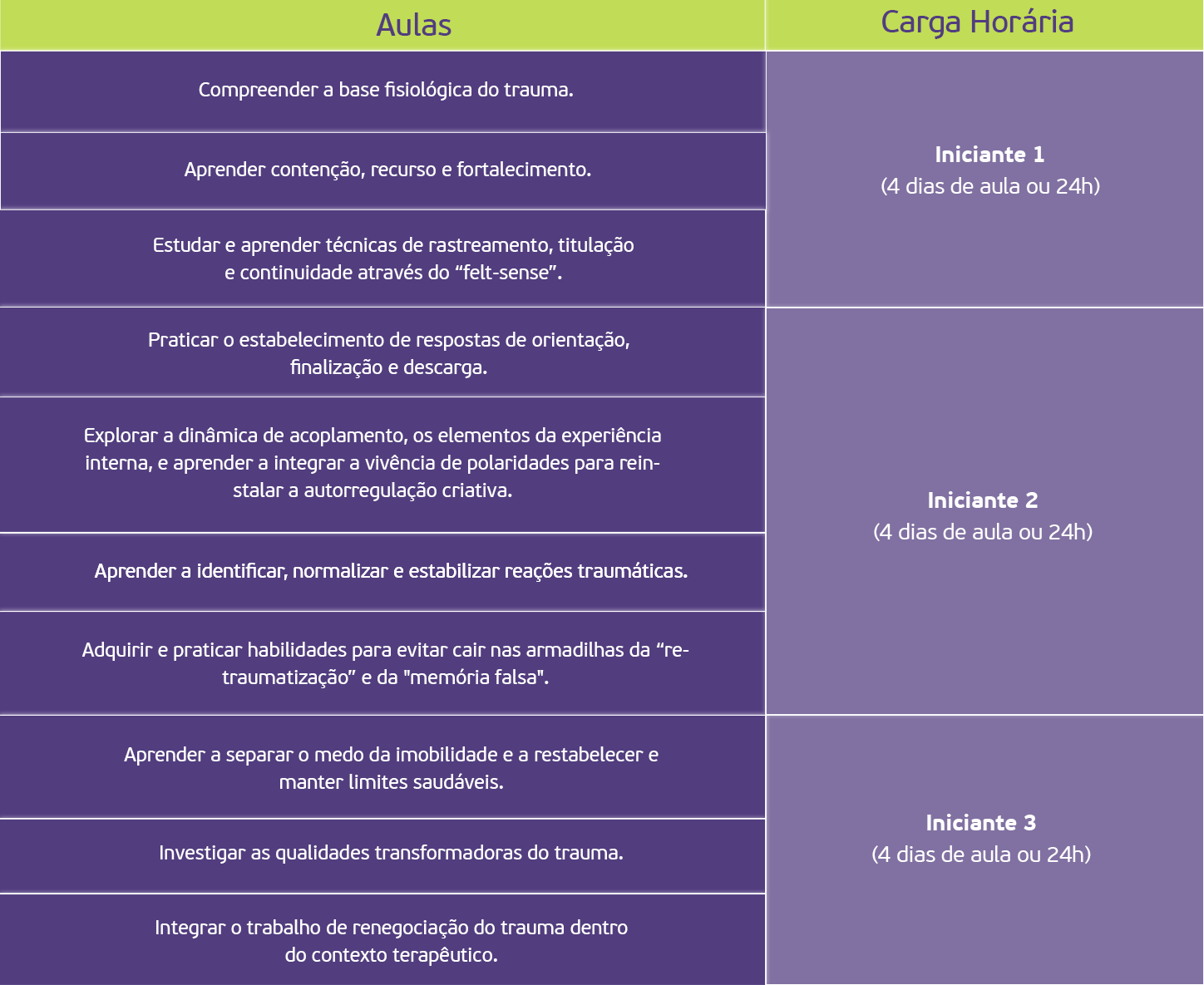 Iniciante 1, 2 e 3